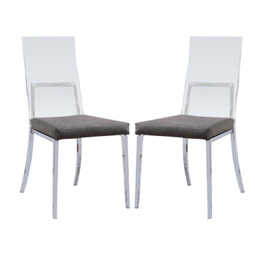Set Of 2 Acrylic Andpadded Dining Chairs In Chrome Finish Solid Chrome Dining Room Dining Chairs Metal