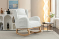 049 Teddy Fabric Rocking Chair With Packet Wood Legs,Ivory Wood Solid Ivory Primary Living Space Foam Wipe Clean Modern Rocking Chairs Eucalyptus Tufted Back Foam Teddy