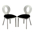 Set Of 2 Microfiber And Metal Side Chairs In Silver And Black Finish Black Silver Dining Room Side Chair Fabric Metal