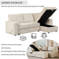 Upholstery Sleeper Sectional Sofa With Storage Bags And 2 Cup Holders On Arms Beige Wood Cushion Back Square Arms Polyester 3 Seat