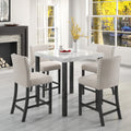 Five Piece Dining Set With Imitation Marble Tabletop, Restaurant Combination Set, Solid Wood Dining Table And 4 Chairs, Space Saving Combination Furniture For Kitchen And Dining Room. Black White Solid Wood Mdf