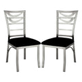 Set Of 2 Black Microfiber And Metal Side Chairs In Silver Solid Black Silver Dining Room Side Chair Fabric Metal