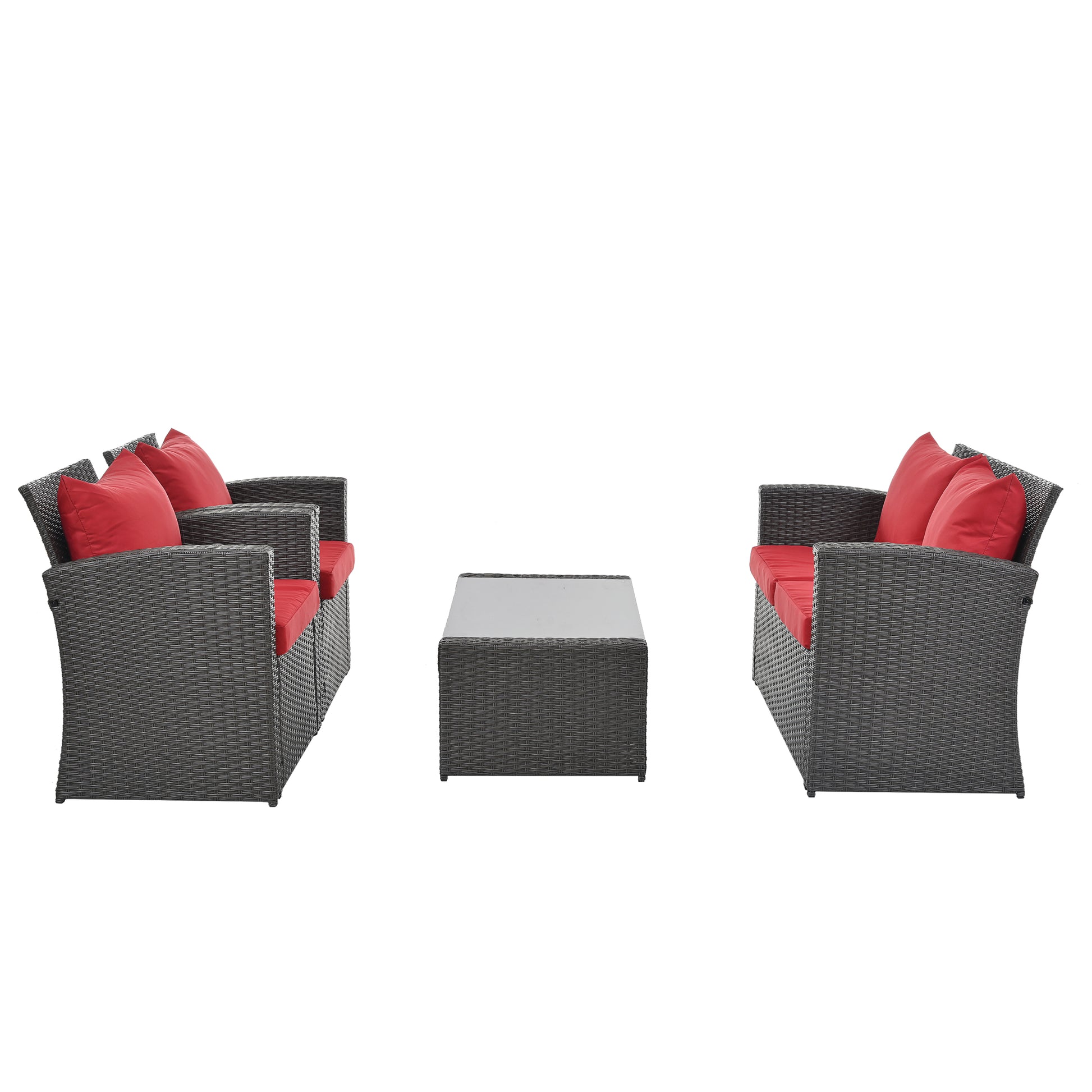 Patio Furniture Sets Dark Gray Seats 4 Pe Rattan Iron Waterproof Fabric