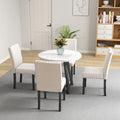 Five Piece Dining Room Set With Imitation Marble Table Top, Solid Wood Dining Table And 4 Chairs, Space Saving Kitchen And Dining Room Combination Furniture. Black White Solid Wood Mdf