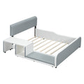 Full Size Upholstered Platform Bed With Storage Nightstand And Guardrail, Gray Box Spring Not Required Full Gray Wood Bedroom Upholstered