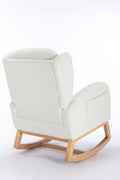 049 Teddy Fabric Rocking Chair With Packet Wood Legs,Ivory Wood Solid Ivory Primary Living Space Foam Wipe Clean Modern Rocking Chairs Eucalyptus Tufted Back Foam Teddy