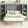 Queen Size Murphy Bed With Shelves, Drawers And Usb Ports,Gray Gray Mdf Lvl