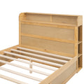 Full Size Platform Bed With Storage Headboard And A Big Drawer, Wood Color Box Spring Not Required Full Wood Wood Bedroom Bed Frame Solid Wood Mdf
