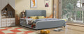 Full Size Upholstered Platform Bed With Storage Nightstand And Guardrail, Gray Box Spring Not Required Full Gray Wood Bedroom Upholstered