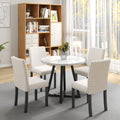Five Piece Dining Room Set With Imitation Marble Table Top, Solid Wood Dining Table And 4 Chairs, Space Saving Kitchen And Dining Room Combination Furniture. Black White Solid Wood Mdf