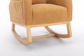 049 Teddy Fabric Rocking Chair With Packet Wood Legs,Khaki Wood Solid Khaki Primary Living Space Foam Wipe Clean Modern Rocking Chairs Eucalyptus Tufted Back Foam Teddy