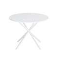 42.13'' Modern Cross Leg Round Dining Table, White Top Occasional Table, Two Piece Removable Top, Matte Finish Iron Legs White Mdf Metal