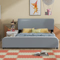 Full Size Upholstered Platform Bed With Storage Nightstand And Guardrail, Gray Box Spring Not Required Full Gray Wood Bedroom Upholstered
