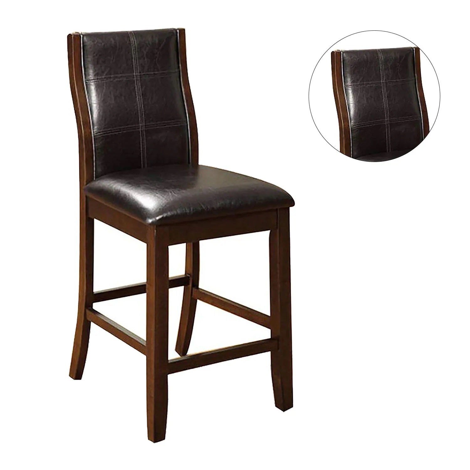 Transitional Dining Room Counter Height Chairs Set Of 2Pc High Chairs Only Brown Cherry Unique Curved Back Espressopadded Seat Brown Brown Dining Room Contemporary,Modern Dining Chairs Solid Back Solid Wood