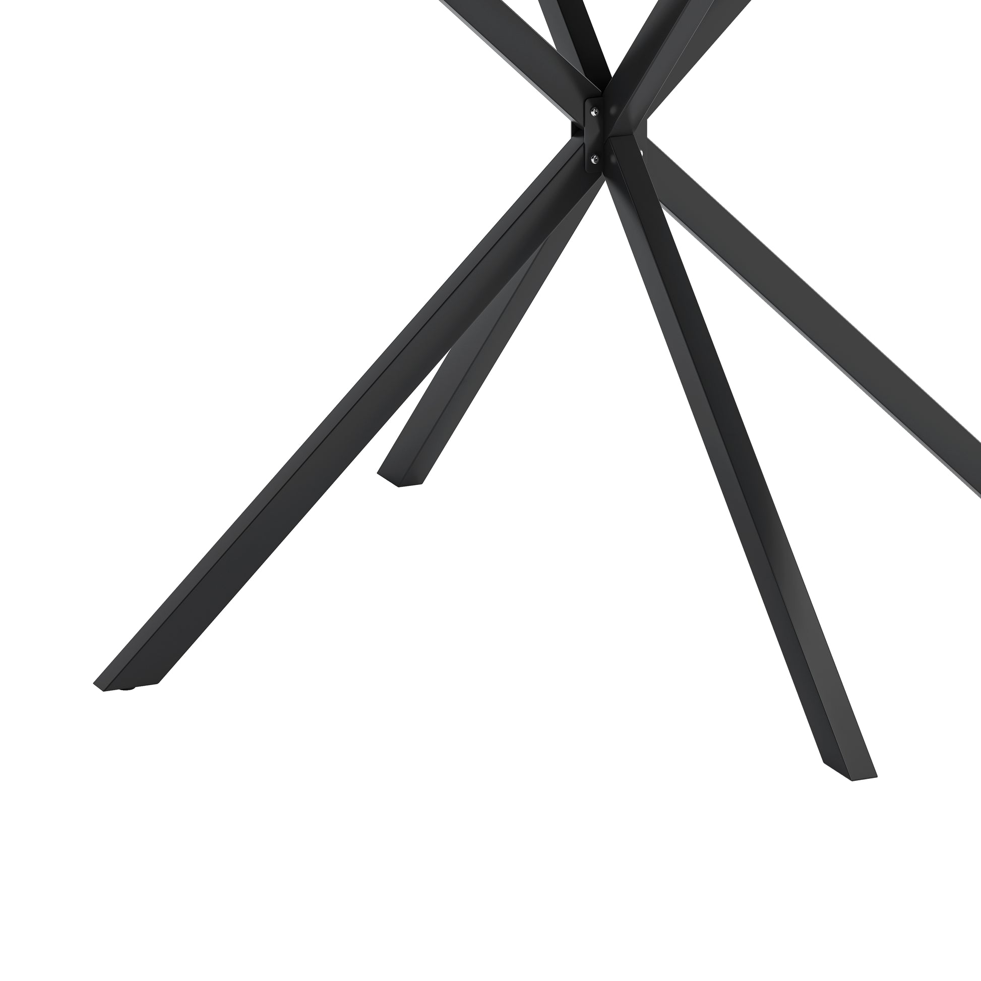 42.13'' Modern Cross Leg Round Dining Table, Black Top Occasional Table, Two Piece Removable Top, Matte Finish Iron Legs Black Mdf Metal