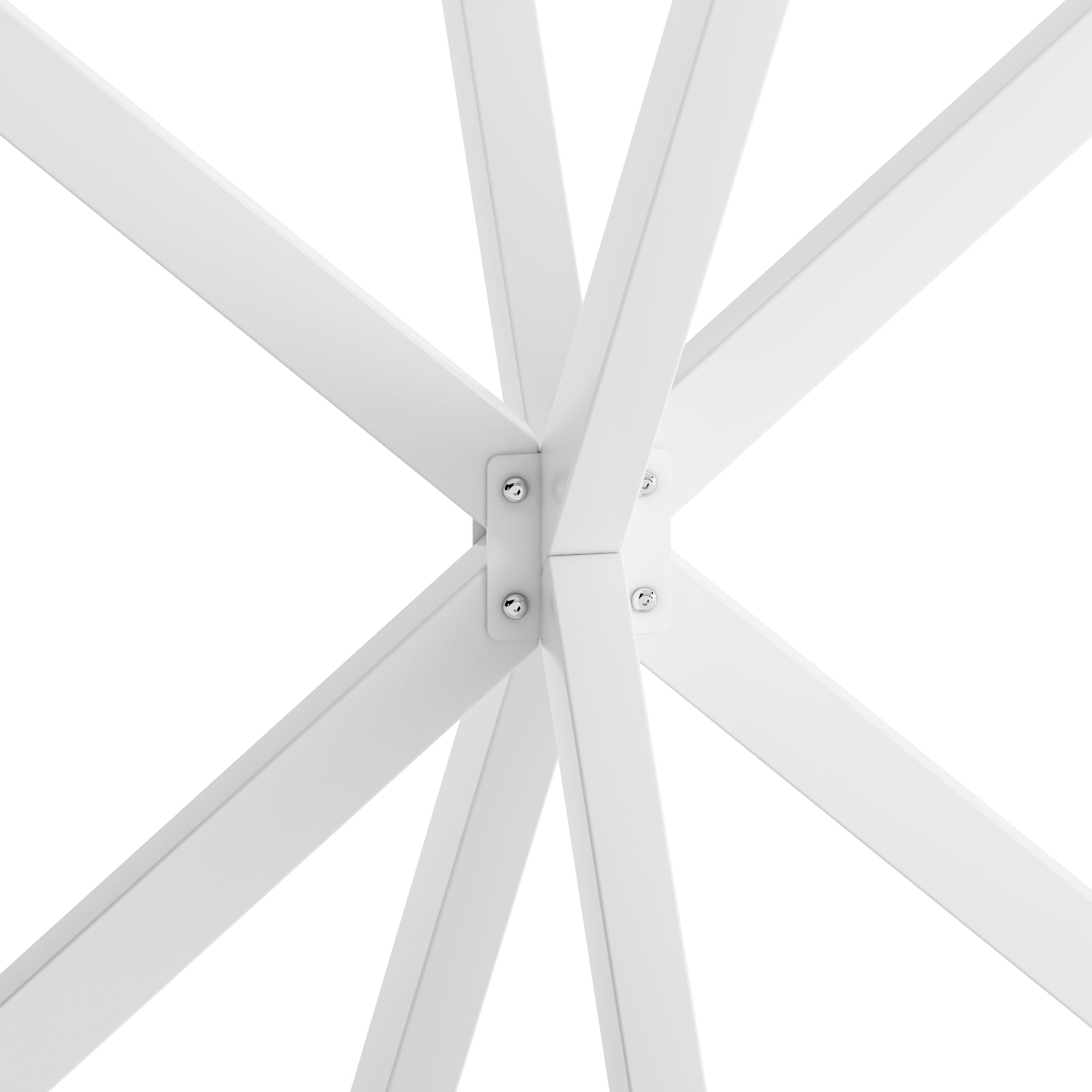 42.13'' Modern Cross Leg Round Dining Table, White Top Occasional Table, Two Piece Removable Top, Matte Finish Iron Legs White Mdf Metal