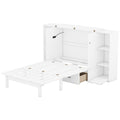 Queen Size Murphy Bed With Shelves, Drawers And Usb Ports,White White Mdf Lvl