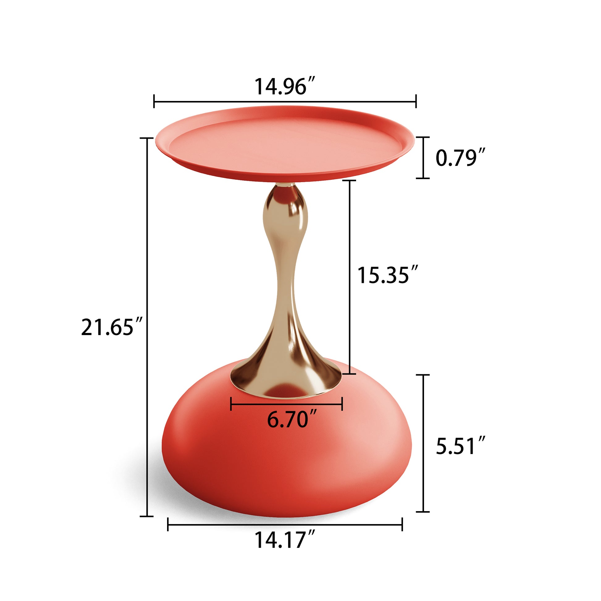 Luxury Design Iron End Table, Minimalist Round Side Table For Small Space Red Iron