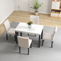 Five Piece Dining Set With Imitation Marble Tabletop, Restaurant Combination Set, Solid Wood Dining Table And 4 Chairs, Space Saving Combination Furniture For Kitchen And Dining Room. Black White Solid Wood Mdf