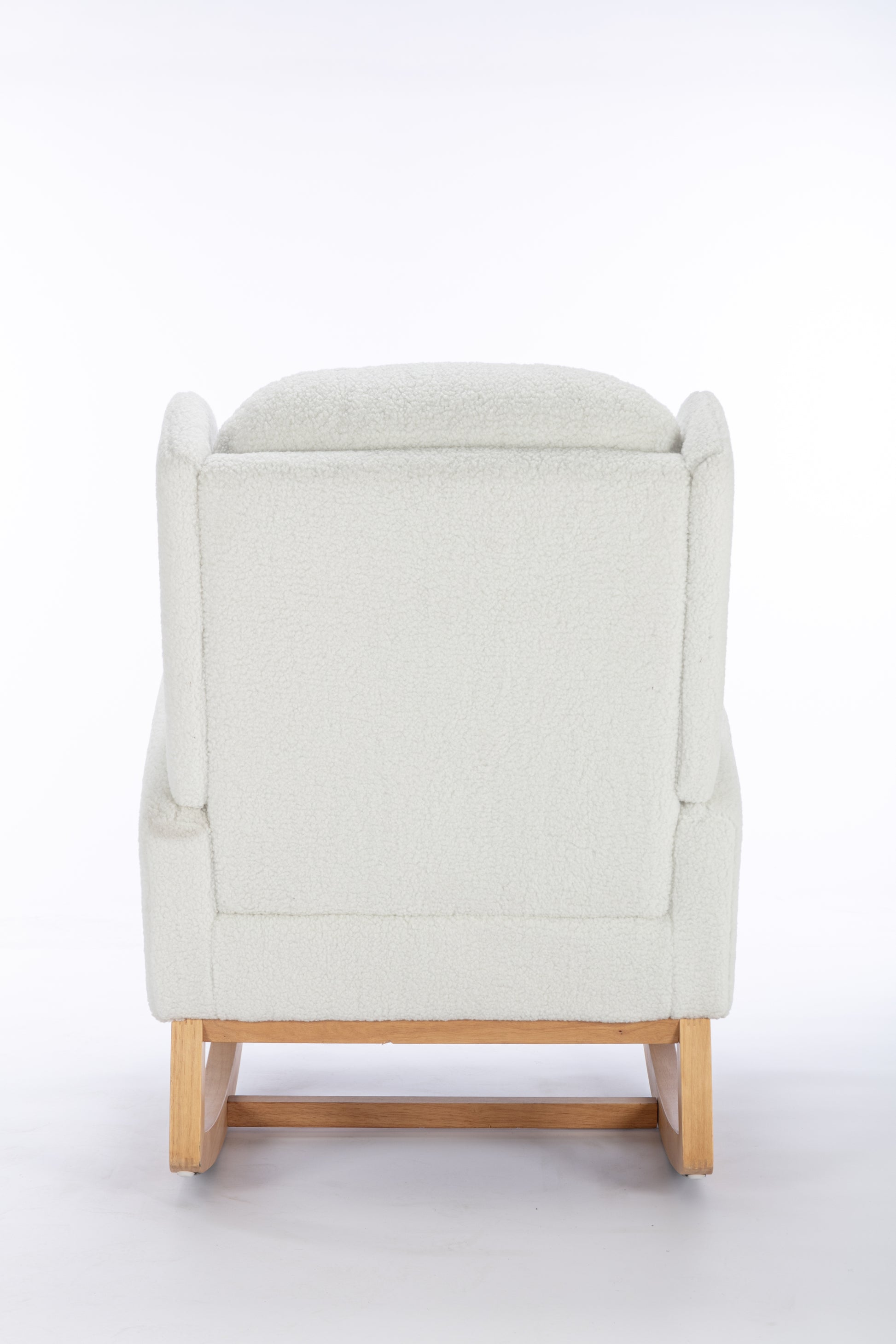 049 Teddy Fabric Rocking Chair With Packet Wood Legs,Ivory Wood Solid Ivory Primary Living Space Foam Wipe Clean Modern Rocking Chairs Eucalyptus Tufted Back Foam Teddy