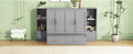 Queen Size Murphy Bed With Shelves, Drawers And Usb Ports,Gray Gray Mdf Lvl