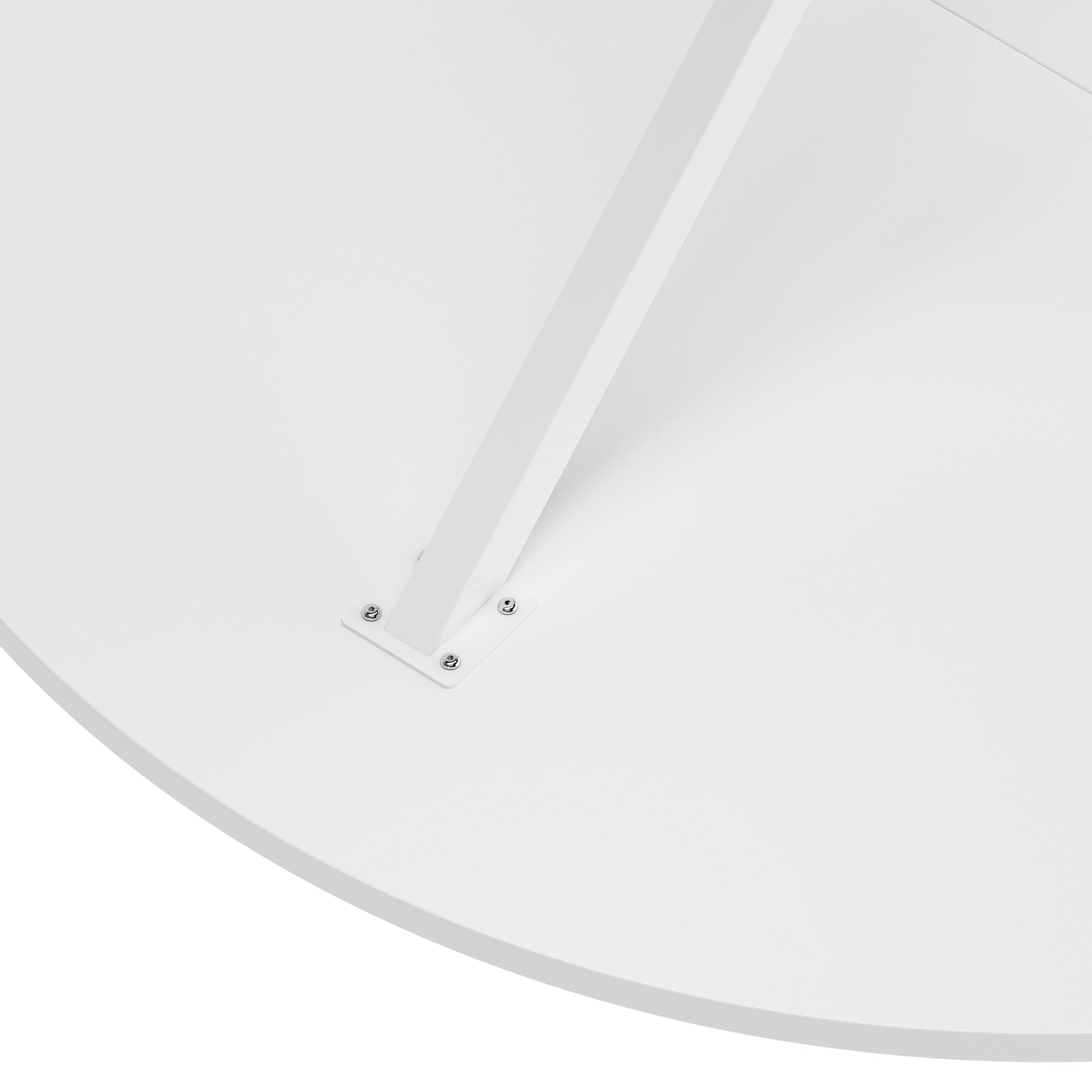 42.13'' Modern Cross Leg Round Dining Table, White Top Occasional Table, Two Piece Removable Top, Matte Finish Iron Legs White Mdf Metal