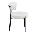Dining Chairs Set Of 2 Round Upholstered Boucle Dining Room Chairs Mid Century Modern Kitchen Chairs Curved Backrest Chairs For Dining Room Black Metal Legs Iron White Black Dining Room Foam Round Dining Chairs Foam Metal