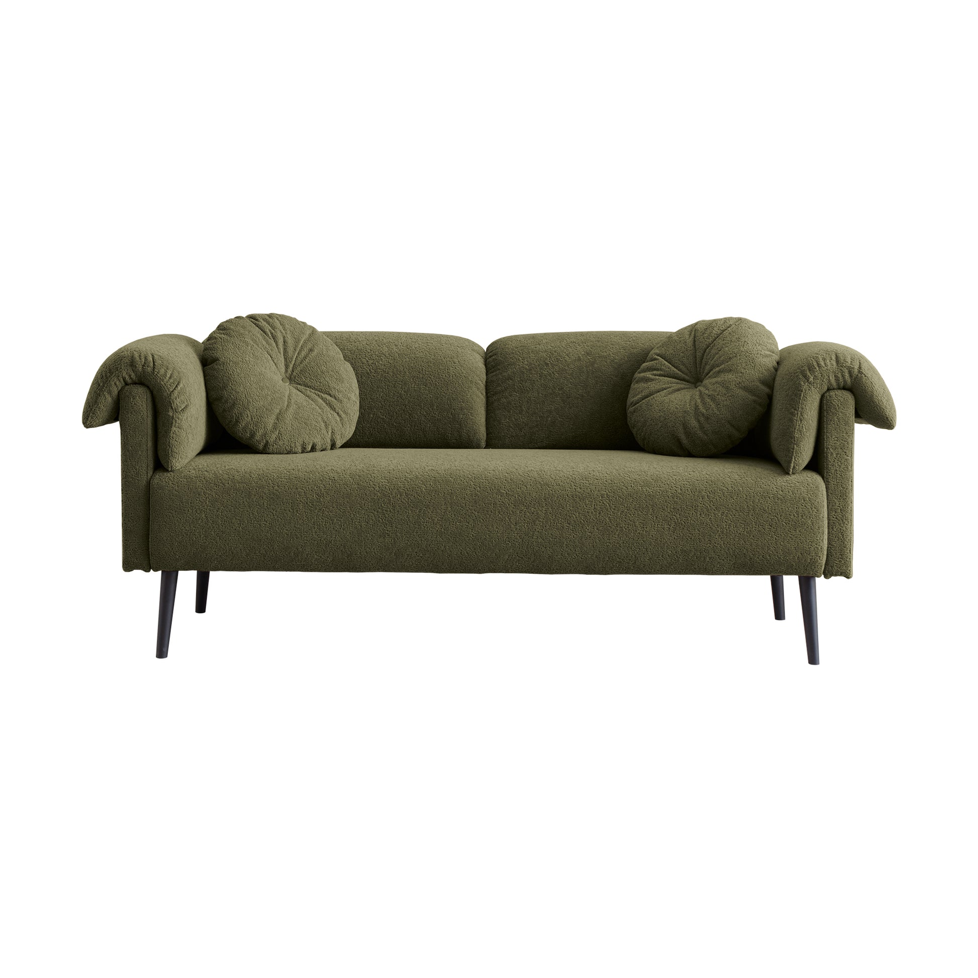 68.5"Modern Lamb Wool Sofa With Decorative Throw Pillows For Small Spaces Emerald Foam Spring