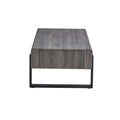 A Coffee Table Made Of Mdf Material. Equipped With Drawers Made Of Solid Wood Material. Can Store Things And Save Space. Paired With Black Metal Table Legs. Suitable For Living Room. Grey Mdf