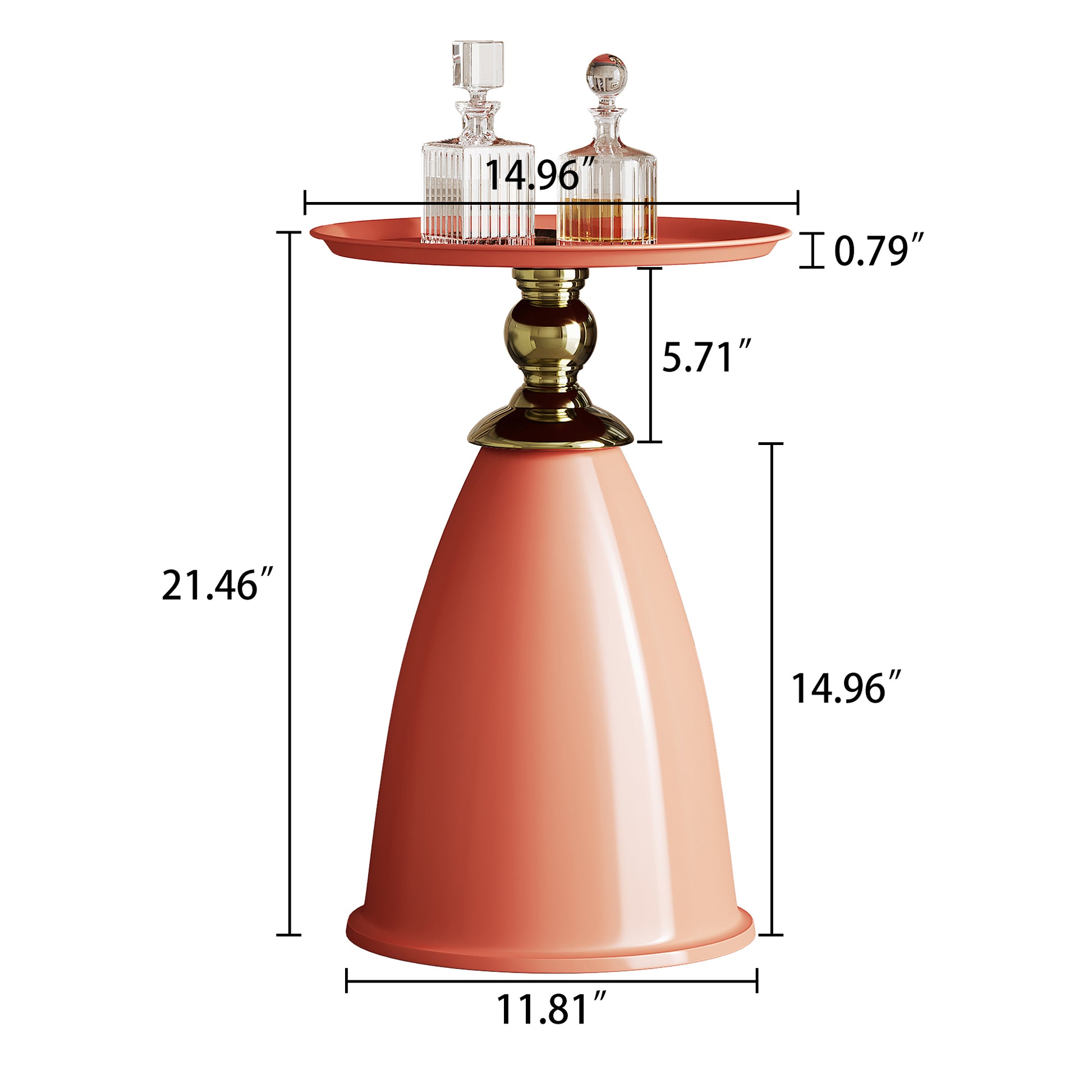 Luxury Design Iron End Table, Minimalist Round Side Table For Small Space Red Iron