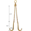 5 16''X2' G70 J Hook Tow Chain V Bridle With Large Shank J Hooks And Grab Hooks,Flatbed Truck Trailer Safety Tow Chain 4700 Lbs Working Load Limit Gold Steel