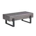 A Coffee Table Made Of Mdf Material. Equipped With Drawers Made Of Solid Wood Material. Can Store Things And Save Space. Paired With Black Metal Table Legs. Suitable For Living Room. Grey Mdf