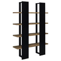 Mystrene Black And Walnut 4 Shelf Bookcase 4 Black Etagere Vertical Primary Living Space Open Back Wood Contemporary,Modern Wood