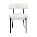 Dining Chairs Set Of 2 Round Upholstered Boucle Dining Room Chairs Mid Century Modern Kitchen Chairs Curved Backrest Chairs For Dining Room Black Metal Legs Iron White Black Dining Room Foam Round Dining Chairs Foam Metal
