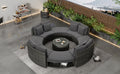 Outdoor Patio Furniture Luxury Circular Outdoor Sofa Set Rattan Wicker Sectional Sofa Lounge Set With Tempered Glass Coffee Table, 6 Pillows, Grey Yes Grey Water Resistant Frame Water Resistant Cushion Garden & Outdoor Sectional Seating Groups Foam