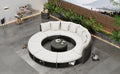 Outdoor Patio Furniture Luxury Circular Outdoor Sofa Set Rattan Wicker Sectional Sofa Lounge Set With Tempered Glass Coffee Table, 6 Pillows,Beige Yes Beige Water Resistant Frame Water Resistant Cushion Garden & Outdoor Sectional Seating Groups Foam