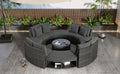 Outdoor Patio Furniture Luxury Circular Outdoor Sofa Set Rattan Wicker Sectional Sofa Lounge Set With Tempered Glass Coffee Table, 6 Pillows, Grey Yes Grey Water Resistant Frame Water Resistant Cushion Garden & Outdoor Sectional Seating Groups Foam