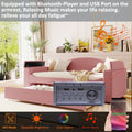 Twin Size Upholstered Daybed With Storage Armrests, Trundle And Latest Integrated Bluetooth Audio System, Teddy Fleece, Pink Pink Fleece