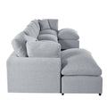 Modern Large U Shape Sectional Sofa, 2 Large Chaise With Removable Ottomans For Living Room Grey Polyester Primary Living Space Pillow Back American Design Polyester 6 Seat