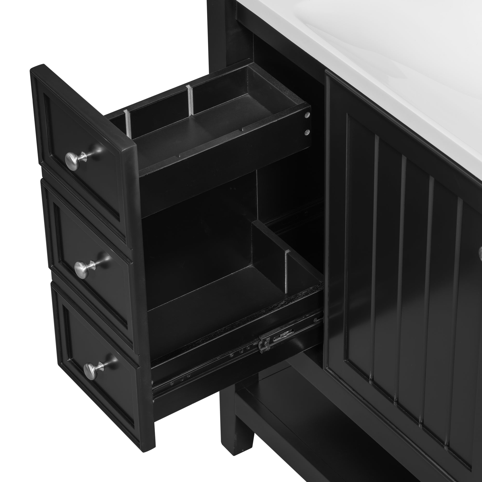 36" Bathroom Vanity With Sink Combo, One Cabinet And Three Drawers, Solid Wood And Mdf Board, Black Old Sku:Sy999505Aab Black Solid Wood Mdf