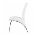 Set Of 2 Paddedside Chairs In White And Chrome Solid White Dining Room Side Chair Faux Leather