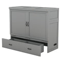 Full Size Murphy Bed With Usb Port And A Large Drawer, Gray Gray Solid Wood Mdf