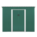 4.2 X 9.1 Ft Outdoor Storage Shed, Metal Tool Shed With Lockable Doors Vents, Utility Garden Shed For Patio Lawn Backyard, Green Green Metal