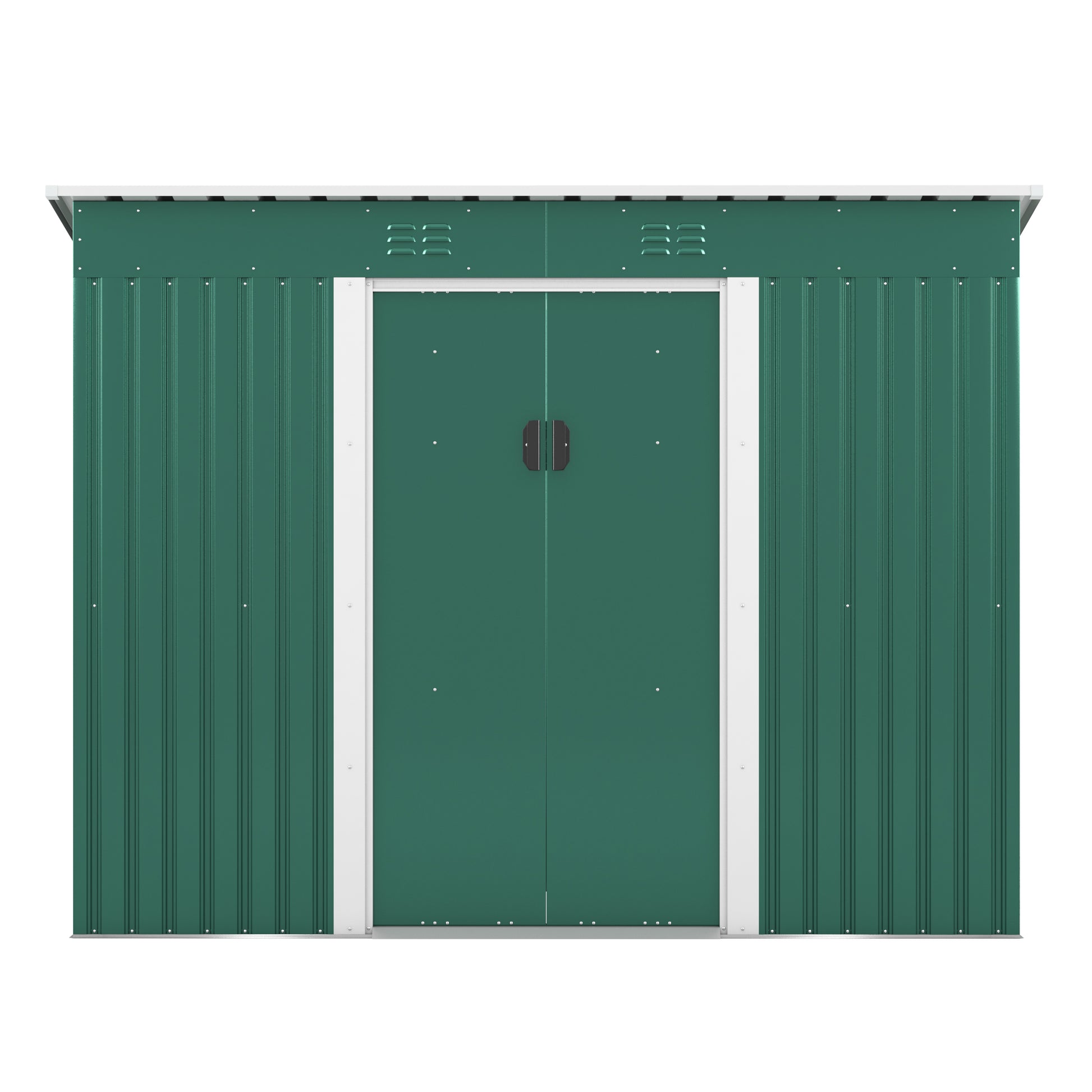 4.2 X 9.1 Ft Outdoor Storage Shed, Metal Tool Shed With Lockable Doors Vents, Utility Garden Shed For Patio Lawn Backyard, Green Green Metal