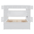 Queen Size Wooden Bed With All In One Cabinet, Shelf And Sockets, White White Solid Wood
