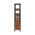Antique Nutmeg And Black Double Wide Bookcase 4 Brown Brown Standard Vertical Office Open Back Wood Farmhouse,Rustic Wood