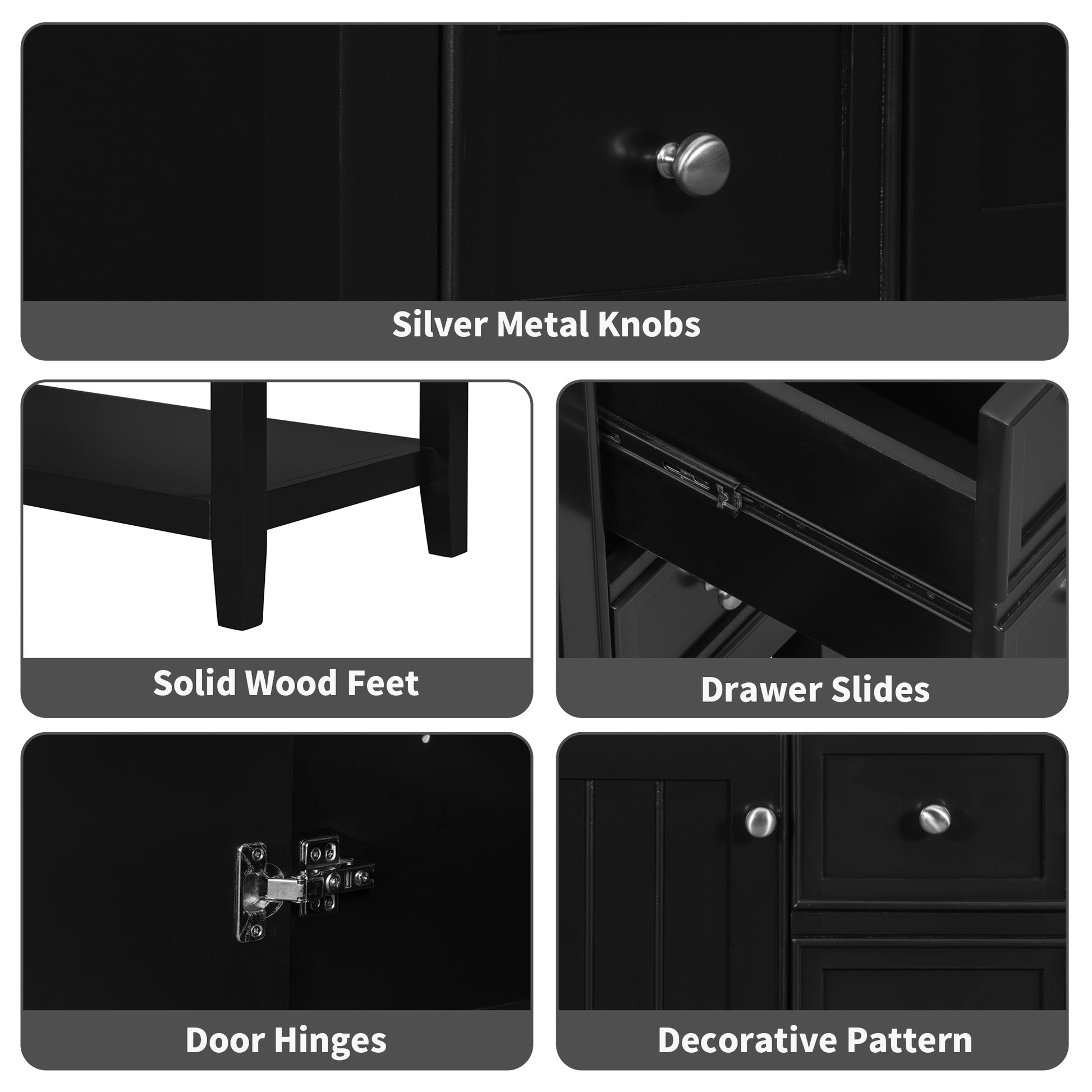 36" Bathroom Vanity With Sink Combo, One Cabinet And Three Drawers, Solid Wood And Mdf Board, Black Old Sku:Sy999505Aab Black Solid Wood Mdf