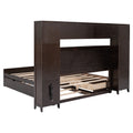 Queen Size Wooden Bed With All In One Cabinet, Shelf And Sockets,Twin Xl Trundle,Espresso Queen Espresso Solid Wood