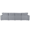 Modern Large U Shape Sectional Sofa, 2 Large Chaise With Removable Ottomans For Living Room Grey Polyester Primary Living Space Pillow Back American Design Polyester 6 Seat