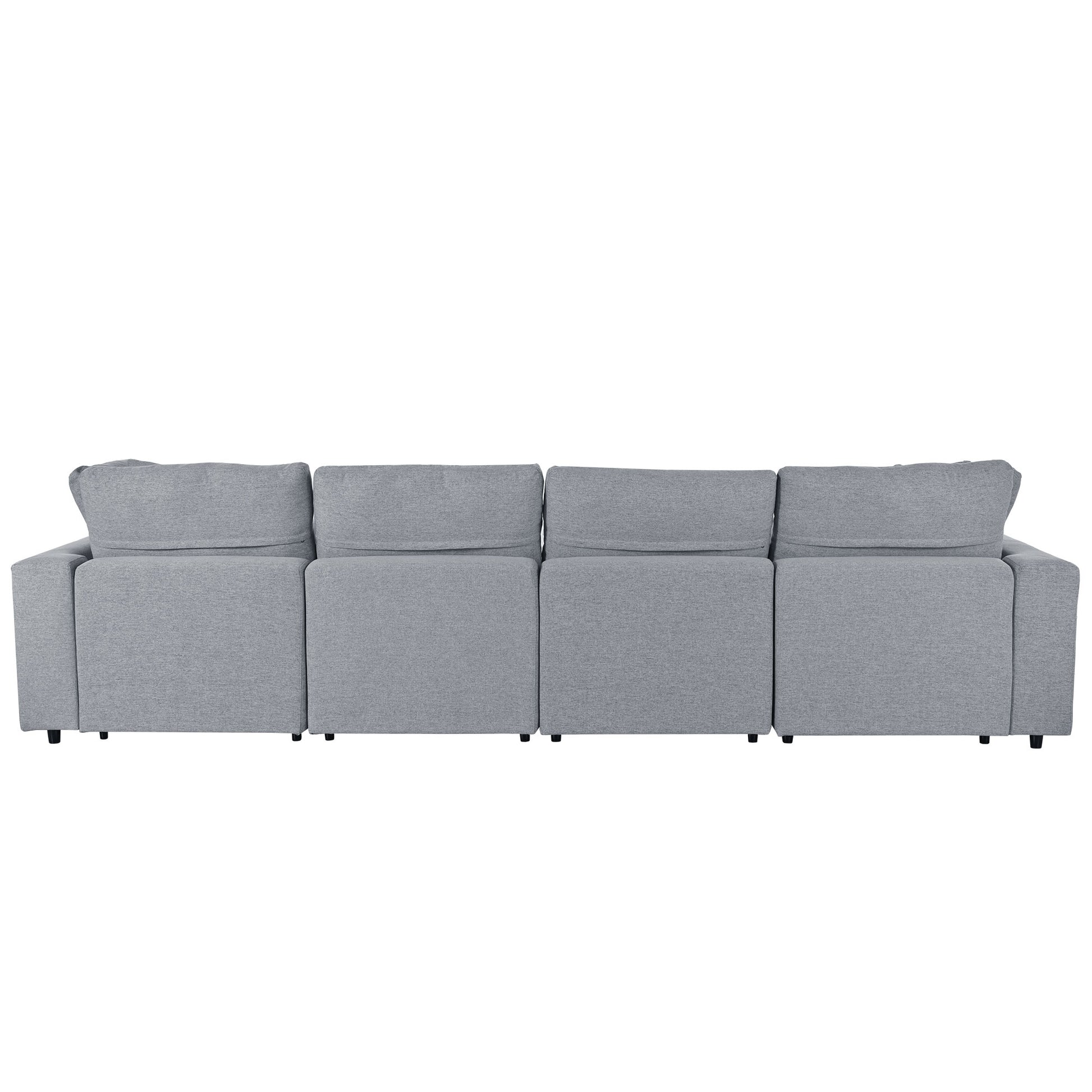 Modern Large U Shape Sectional Sofa, 2 Large Chaise With Removable Ottomans For Living Room Grey Polyester Primary Living Space Pillow Back American Design Polyester 6 Seat